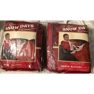 New Snow Days Santa Claus Fleece Christmas Blanket w/ Sleeves Holiday - 2 Pk
